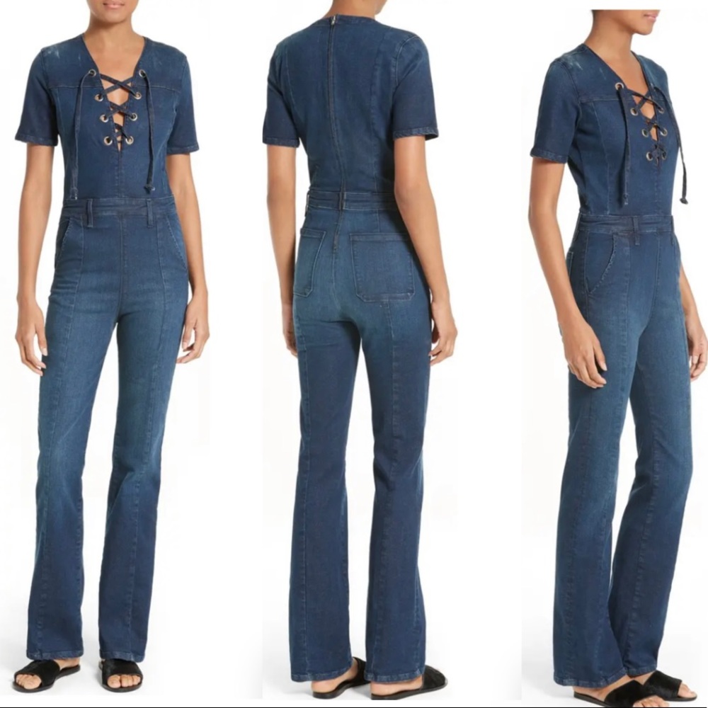 Le jumpsuit lace-up Denim jumpsuit Frame Denim